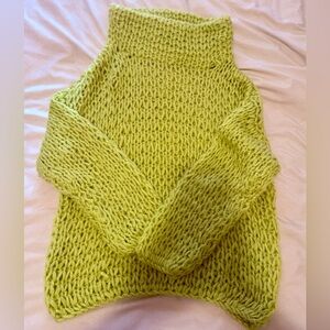 Lulu’s Chunky open Knit chartreuse Sweater